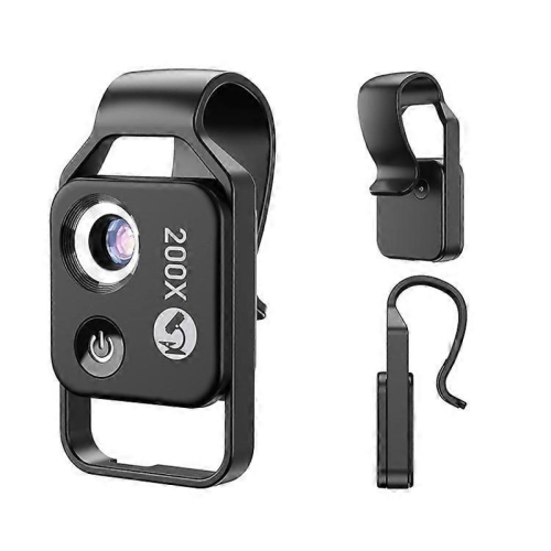 (Black)APEXEL APL-MS002CWH 200X Mobile Phone HD CPL Macro Lens Microscope with LED Light