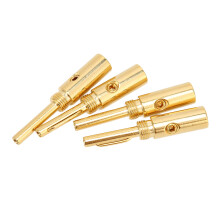 Connettori banana placcati oro, 4 pezzi, per altoparlanti e amplificatori, 4 mm, cavo a vite aperto
