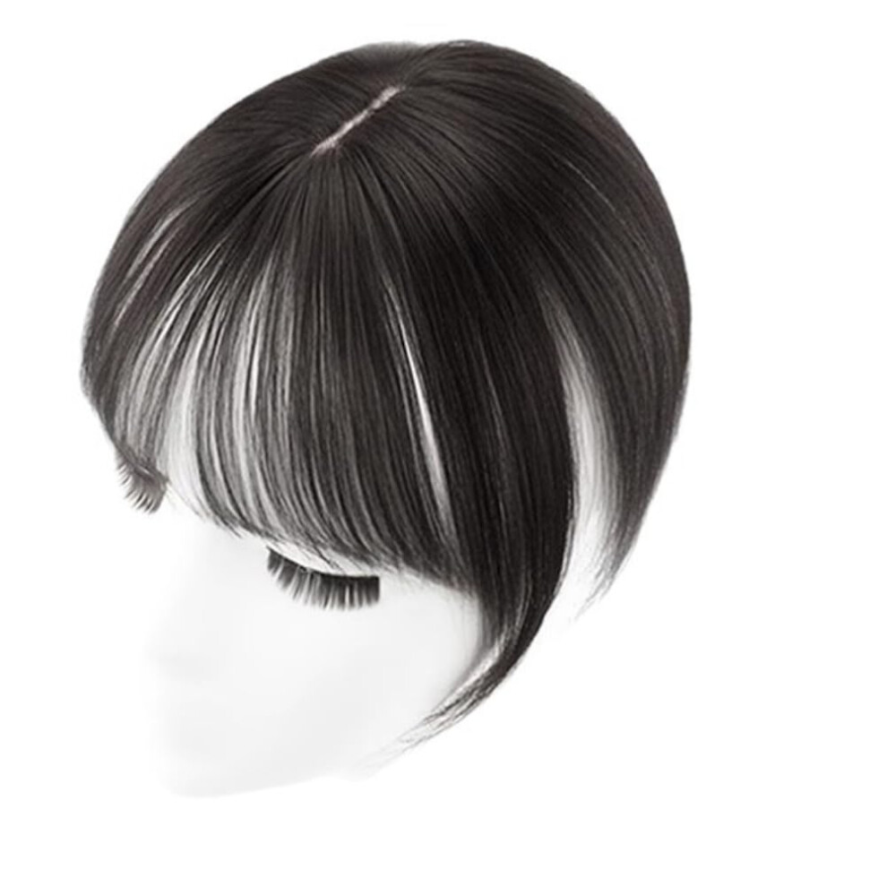 Unisex Black Invisible Straight Topper 3D Air Bangs Clip-In Hairpiece For Women 25Cm Natural Human Synthetic Hair Wiglet