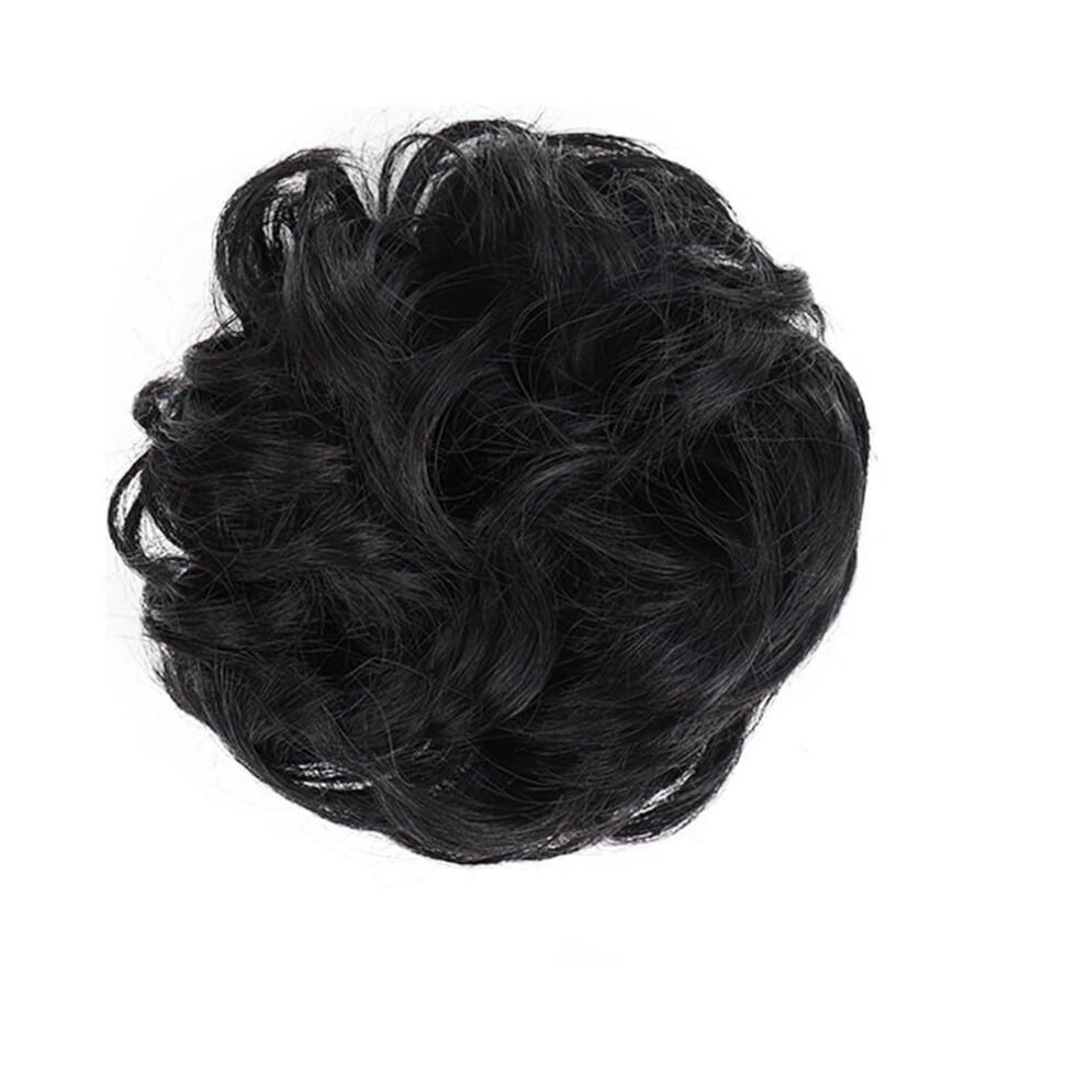 Hair Buns, Messy Ponytail Wig - Black Voluminous Curly Hairpiece with Elastic Band for Easy Styling and Comfort