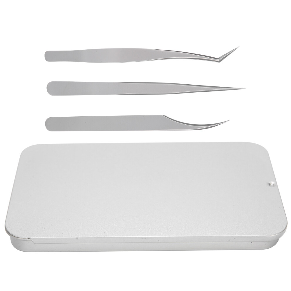 3pcs / set Eyelash Tweezers Straight Curved