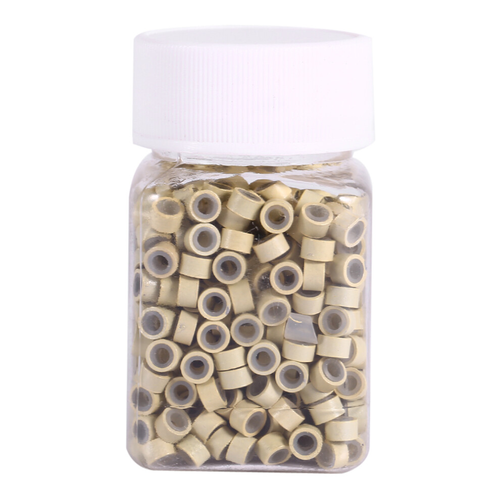 Unisex Beige 500Pcs/Bottle Silicone Lined Micro Hair Feather