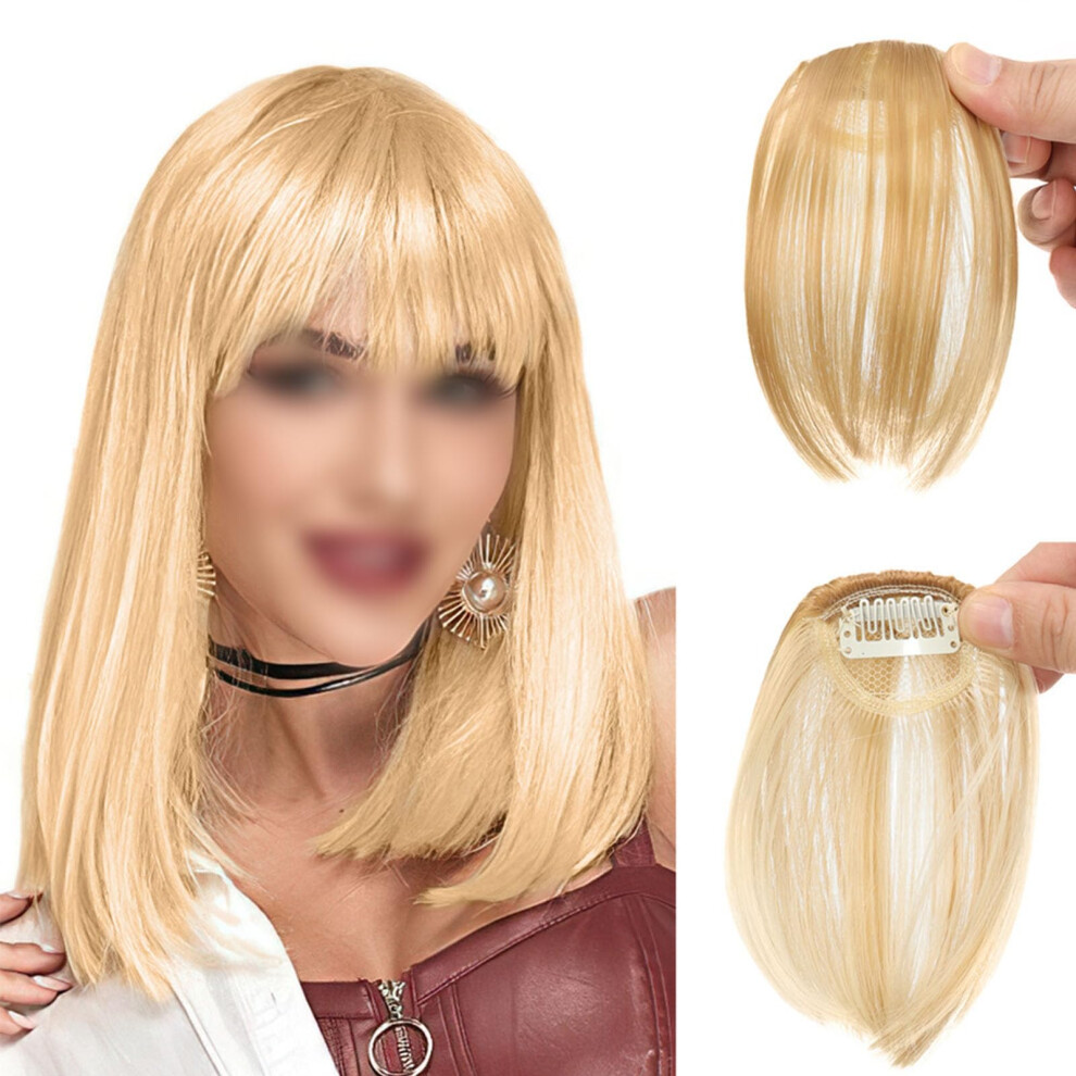 Unisex Light Clip In Bangs Fake Bangs Wispy Fringe Hairpieces Blonde Synthetic Fiber Extensions For Women No Trace Hair Accessories