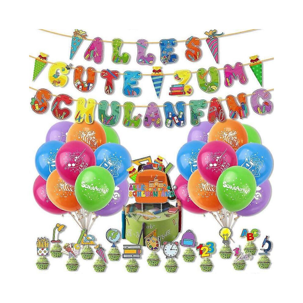 DéCors De FêTe Sur Le ThèMe De La RentréE Des Classes Fournitures Ballons BannièRe Drapeau Drapeau Kits Cake Toppers-image