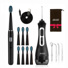 (Kaksi mustaa 8.) Ladattava sähköhammasharja Water Flosser Sonic -hammasharjalla Oral Dental Irrigat