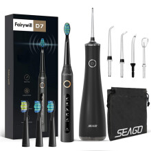 (8001hei-FW507hei-4st) Water Flosser hampaiden puhdistusaine 5 suuttimella Kannettava hampaiden vesi