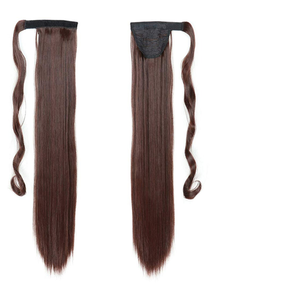 Straight Clip In Ponytail Hair Extension 24 Inch 120G Synthetic Hairpiece T1B27 with Hairpins for Easy Styling