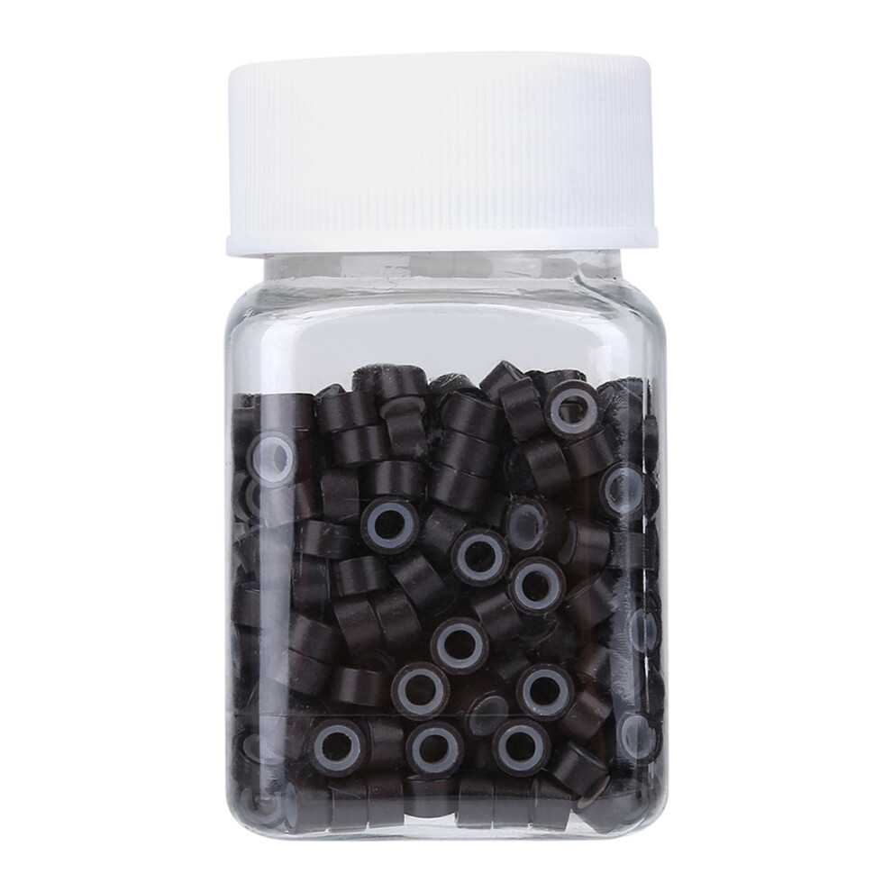 Unisex Dark/Brown Aluminium Silicone Beads Hair Extension Tubes