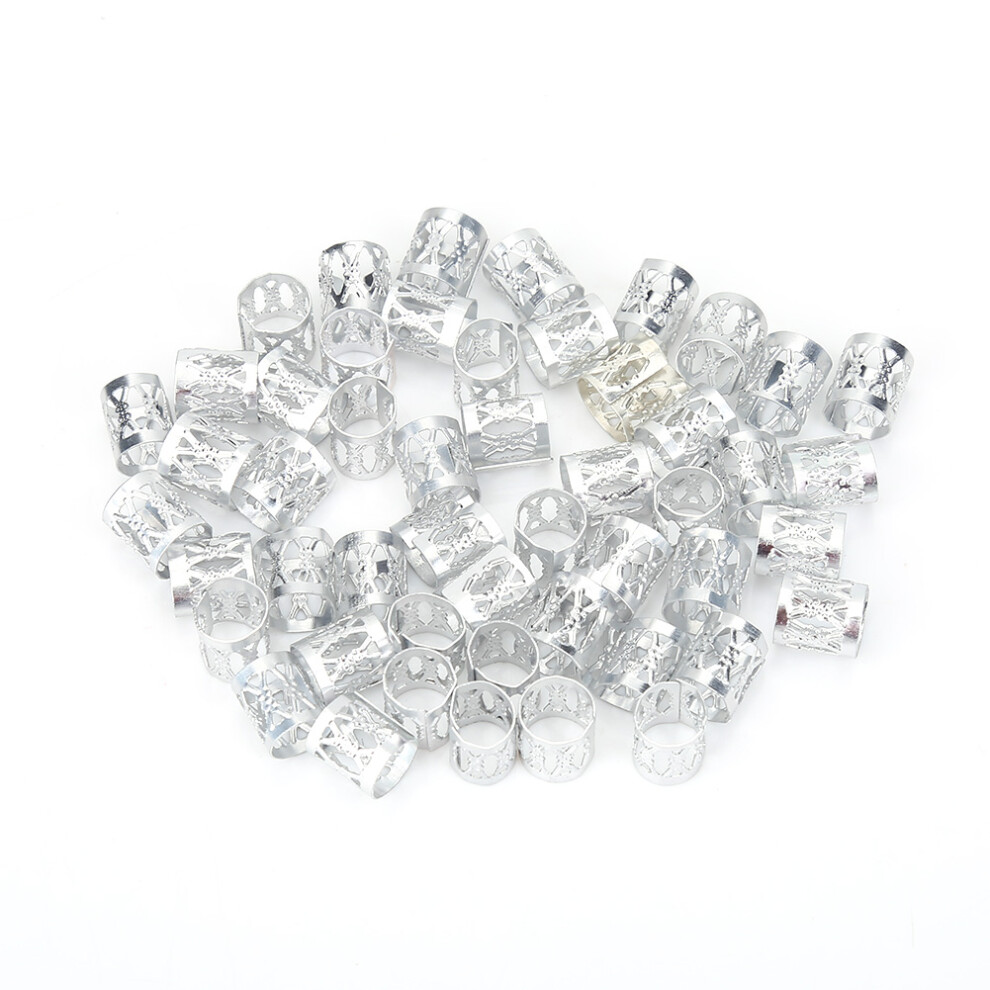 50pcs Adjustable Metal Hair Braid Bead Rings Cuff