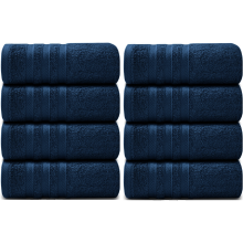 Pack of 8 Big Super Jumbo Bath Sheets 100x200 cm Premium Egyptian Cotton XL Bath Towels (Navy)