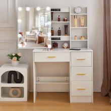 Makeup Dresser Desk With Hollywood LED Mirror 4Drawers Vanity Set UK