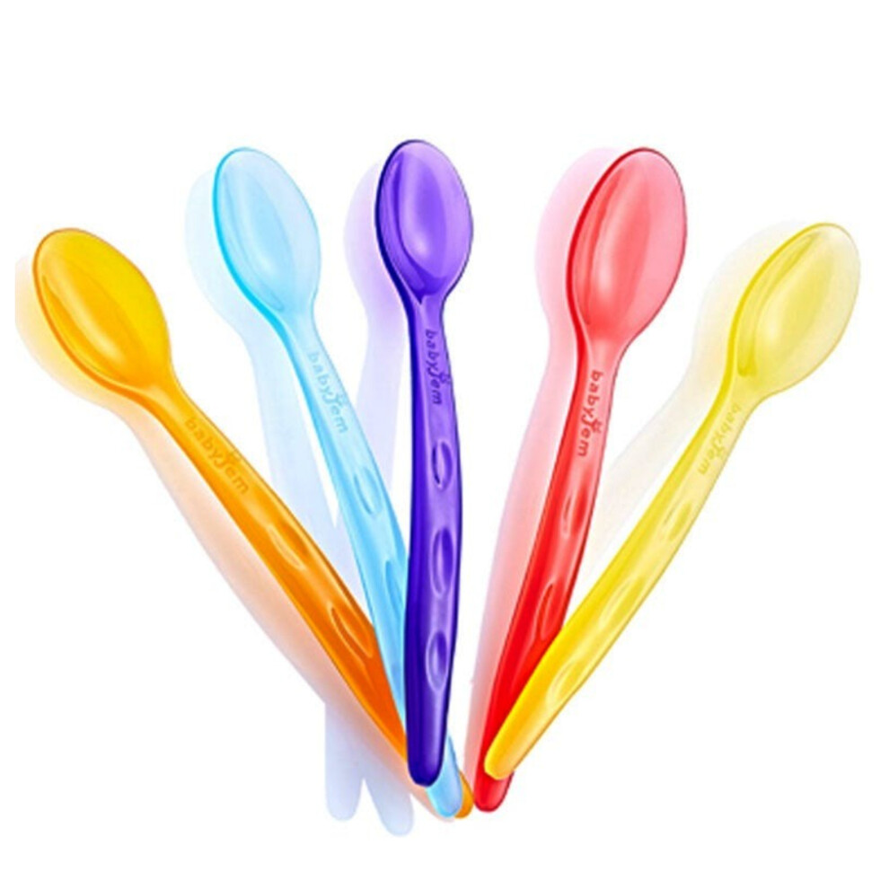 Babyjem Transparent Cup Spoons For 4+ Months Baby - Multicolor, Pack of 5's