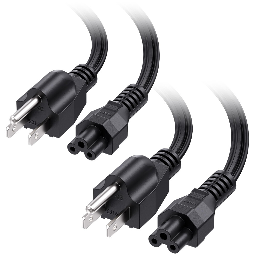 3 Prong Power Cord 10Ft 13A 16Awg Laptop Replacement Compatible With Dell Hp Asus Nema 5-15P To Iec C5 2-Pack Black 6482260717401