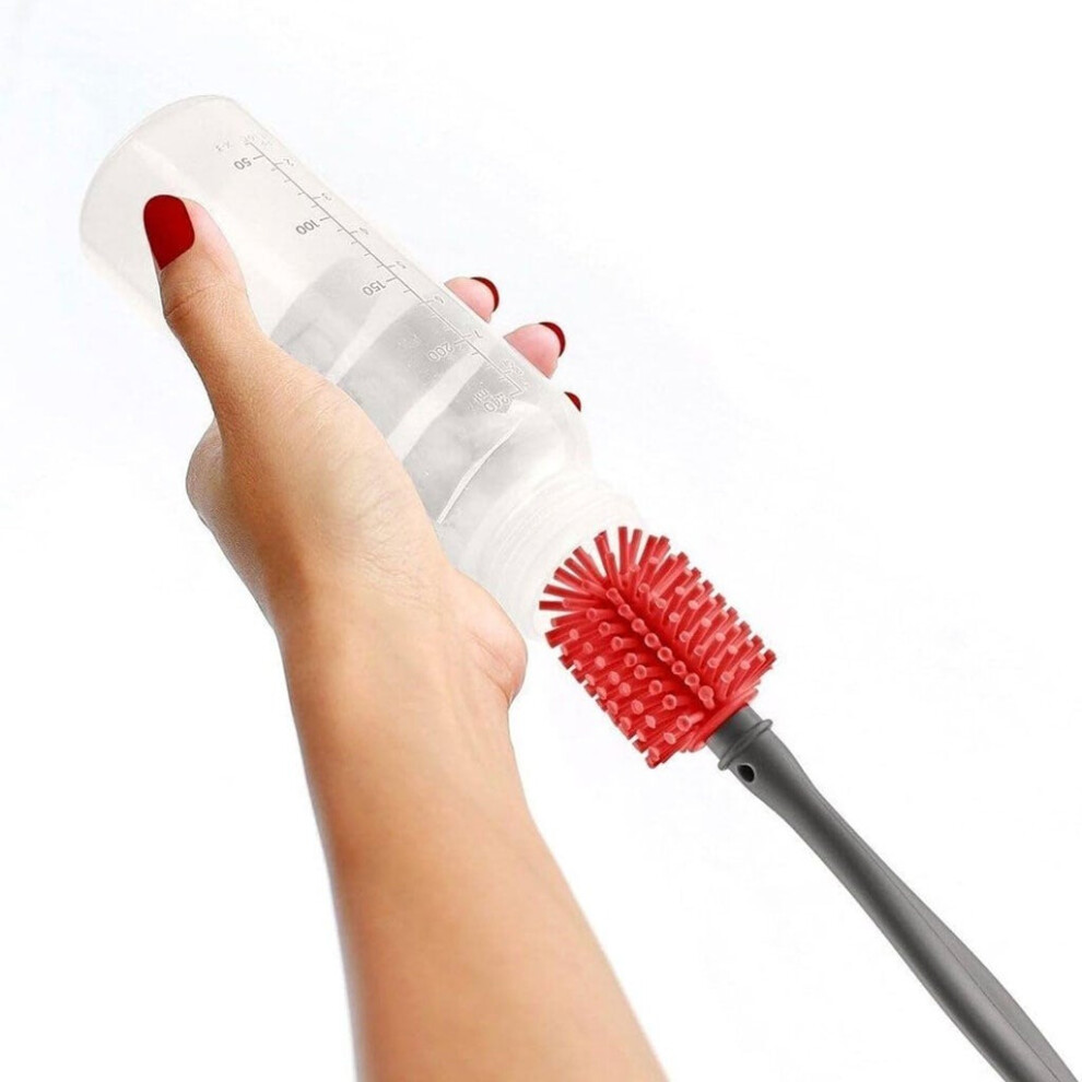 Babyjem Baby Bottle & Pacifier Cleaning Brush|Long-Lasting, Non-Absorbent, & Baby-Safe Material - Red
