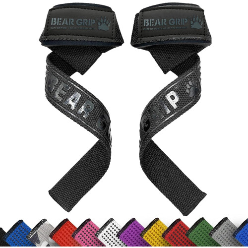 BEAR GRIP Weight Lifting Straps Padded Extra Long Gym Straps