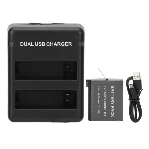 AHDBT401 Batterie 1600 mAh Chargeur double 3,8 V USB 1