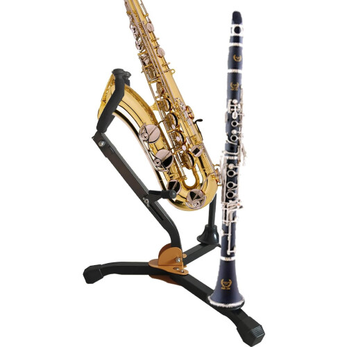 Alto Tenor Sax Stand Folding Adjustable Metal Holder with Triangular Base for Saxophone Stability and Durability 2