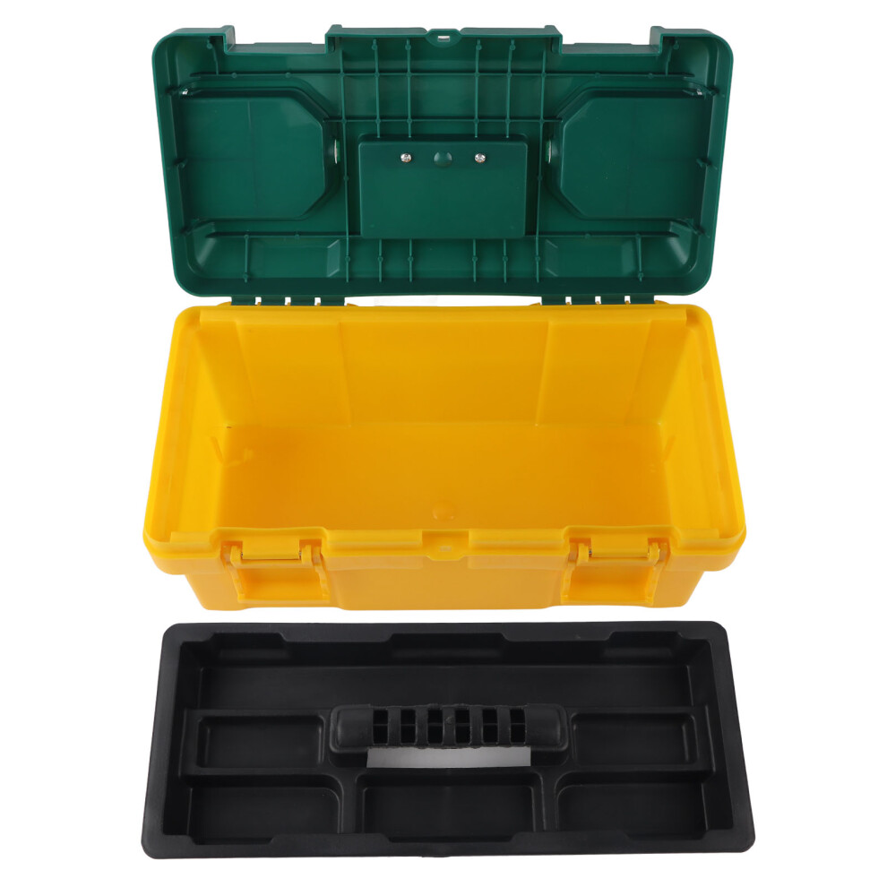Portable Hardware Tool Box Car Storage With Removable Tray, 17In, Yellow Green 9421342512104