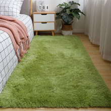 (Grass green (thickened, 160cm*230cm) The living room is covered with silk and wool carpets, while the bedroom is fully covered with long-wool bed MATS, floor MATS, door MATS and foot MATS