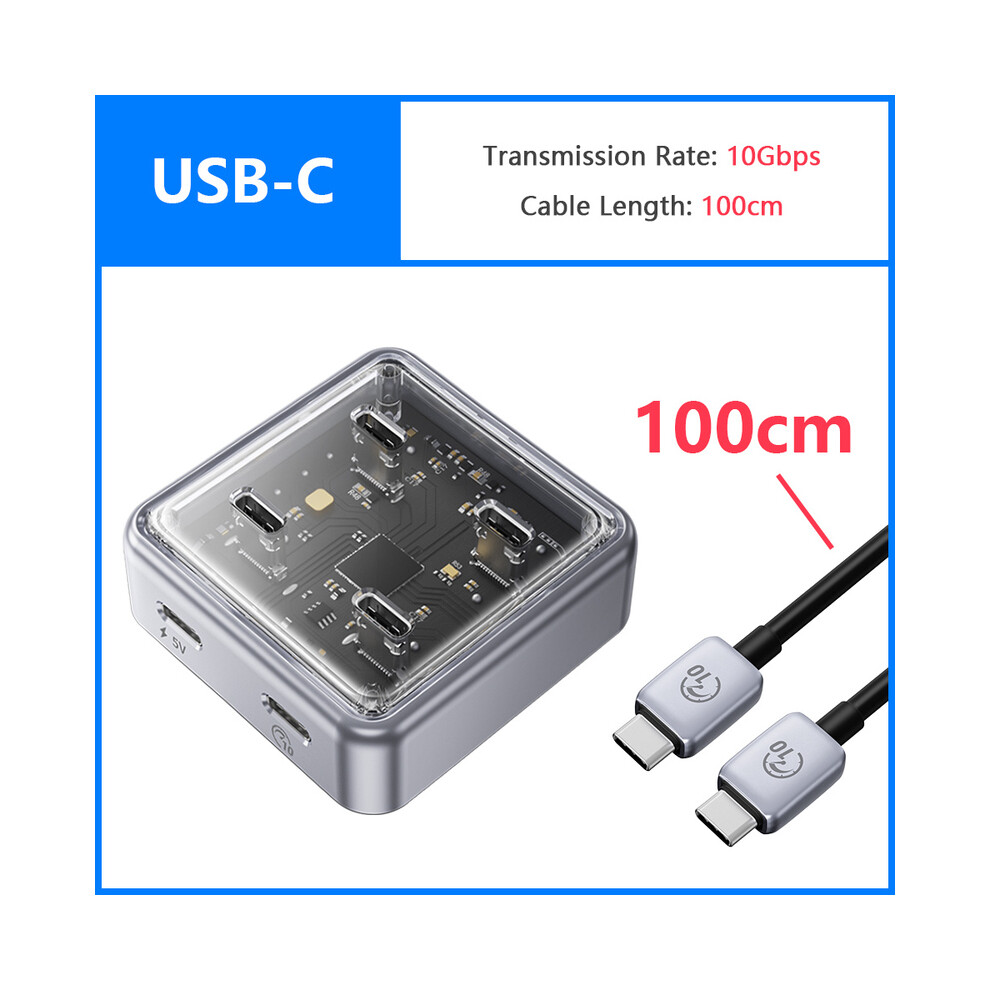 Dockingstation Multi 4 Port USB 3.0 Hub Splitter 10Gbps USB,,10Gbps USB-C 100cm