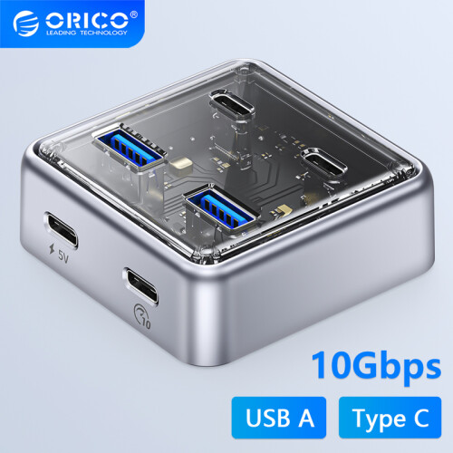 Dockingstation Multi 4 Port USB 3.0 Hub Splitter 10Gbps USB,,10Gbps USB-C 100cm 2
