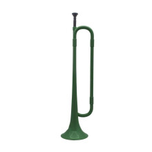 B Flat Bugle Trumpet - Green Plastic Horn with Mouthpiece for School Band Beginners - Brass Musical Instrument