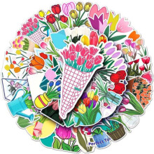 TV-Halterung, CDQ, lebendige Tulpen-Aufkleber für Kinder, Jungen und Mädchen, Töne, ästhetisches Vin
