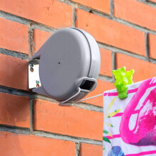 Lange, 12 m lange, einziehbare Wäscheleine, sehr starker und widerstandsfähiger Wäscheständer, autom