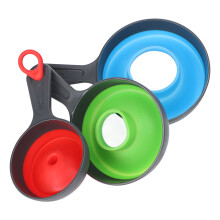 Embudo plegable de PP y silicona, 3 tamaños, 3 colores