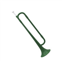 B Flat Bugle Trumpet Green Plastic Cavalry Horn with Brass Mouthpiece for Beginner School Band Musicians