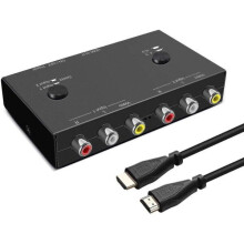 2-porttinen AV-HDMI-muunnin, kaksois-AV-HDMI-sovitin, RCA-HDMI-sovitin, tukee 16:9/4:3
