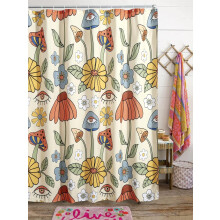 180*200cm Retro 70-luvun suihkuverho psykedeelinen kukkakuvio
