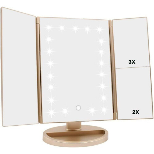 LED-meikkipeili, 1x/2x/3x suurennus, LED-valaistu pöytälevy