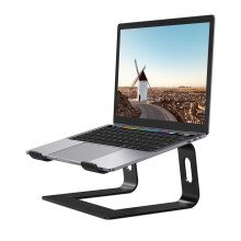 Kannettavan tietokoneen teline, Ergonominen alumiinijalusta, yhteensopiva 10-15,6 tuuman kanssa (musta)