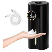Automaattinen saippuanannostelija, 5 säädettävää tasoa, 450 ml, ladattava USB:n kautta, seinäkiinnitys,