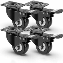 x 50 mm hiljaiset pyörät, huonekalupyörät jarrulla, raskas pyörä, isku 400 kg
