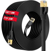 20 m suojattu Ethernet-kaapeli Cat 7 RJ45 kaapeli 20 m litteä nopea kuitukaapeli