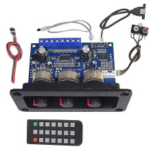 2.1-kanavainen Bluetooth-vahvistinkortti DC-liittimellä + Aux-kaapeli + USB-kaapeli + kaukosäädin