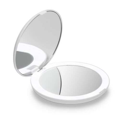 LED-valaistu taskupeili, 1x / 10x suurennus - meikkikäsipeili luonnonvalolla