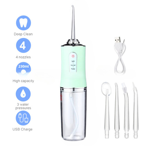Oral Irrigator Kannettava USB Ladattava Hammashoito, vihreä