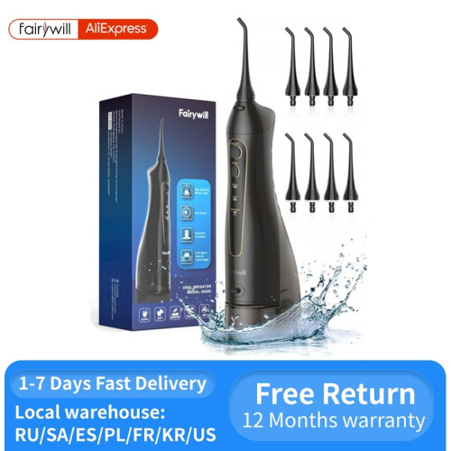 Fairywill Kannettava Dental Water Flosser suullinen, MUSTA 1