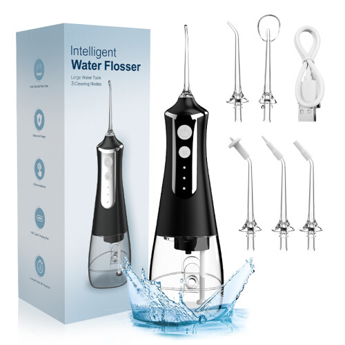 Water Flosser hammastikut, johdoton kannettava, musta