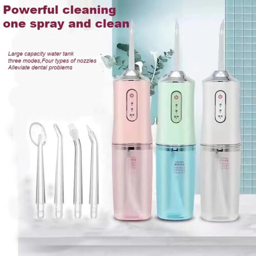 Flossers Oral Irrigator USB ladattava, vihreä 4 päätä 2