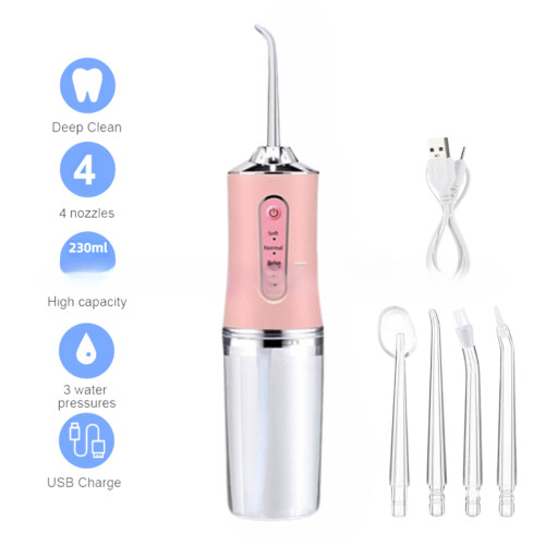 Oral Irrigator ble USB ladattava hammashoito, vaaleanpunainen