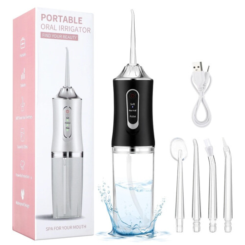 Oral Irrigator Kannettava USB Ladattava Hammashoito, musta