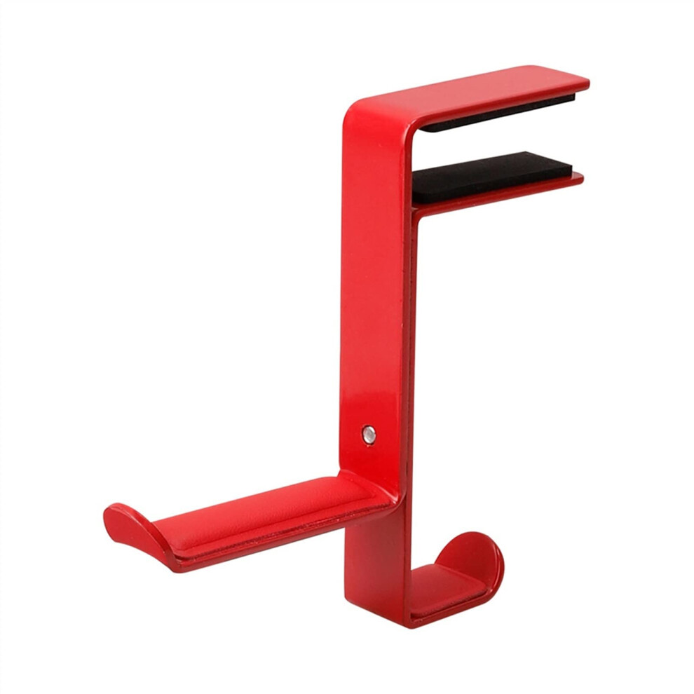 Headphone Hanger Metal Wall Mount, Rotatable Double Clamp Hook For Headset, Under Desk Space-Saving Stand, Red 6493810718625