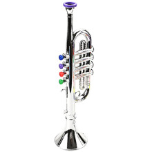 Plastic Trumpet Toy for Kids - Realistic Silver Trumpet Musical Playset for Children, Durable and Lightweight Design