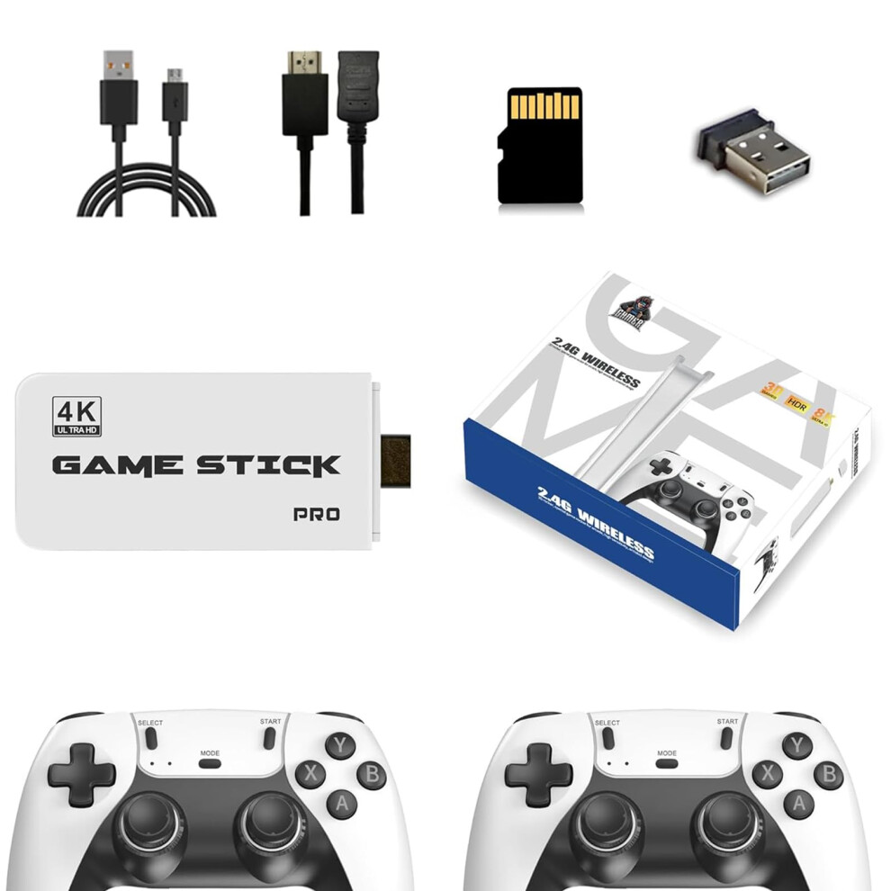 Retro Game Stick 4K Hdmi Output Wireless Tv Gaming Console With 20000+ Games 9 Emulators Plug And Play White 6276012529332