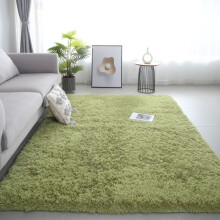 (Long-haired - grass green, 120*180cm) Long-haired plush solid-color carpet, thickened skin-friendly and comfortable floor mat for the living room, and bedside blanket for the bedroom