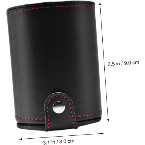 Leather Dice Cup Set with Double-Layered Storage, Comfortable Texture, Ideal for Gaming, Durable Material, Black Color 2
